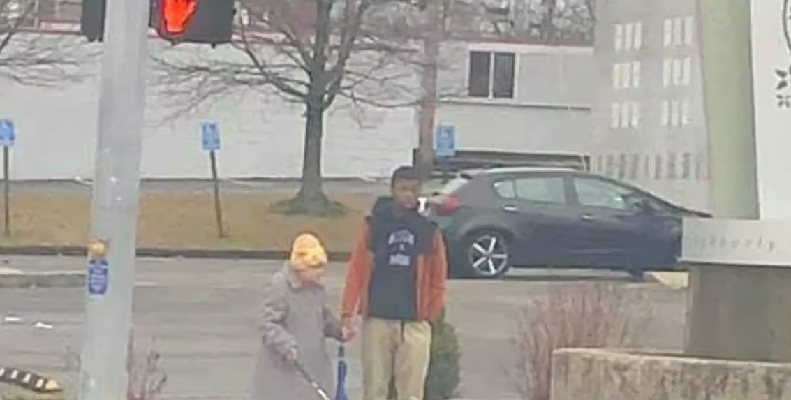 teen helping elderly