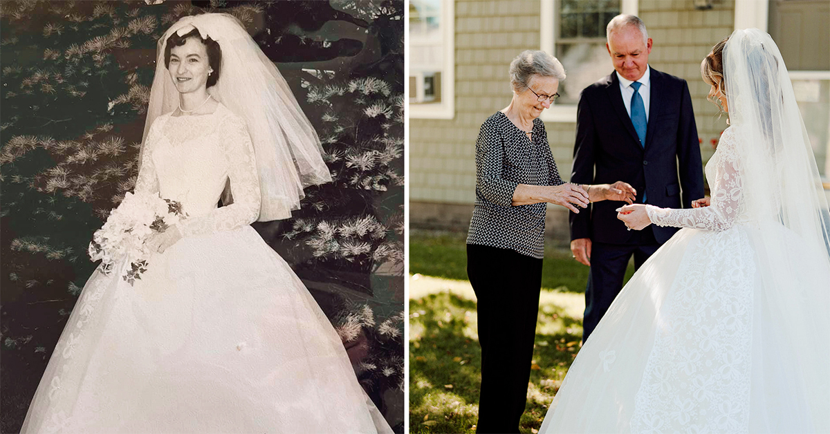 Bride Honors Grandmother by Wearing Her 1961 Wedding Dress Preserved in ...